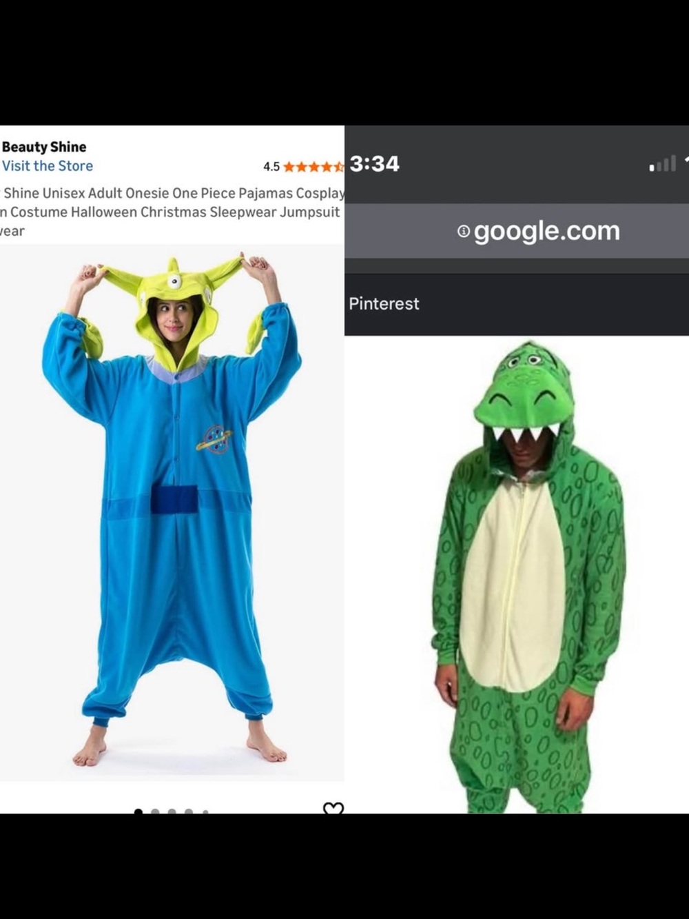 NWT Toy Story Adult Rex & Alien Onesie and Woody Outfit